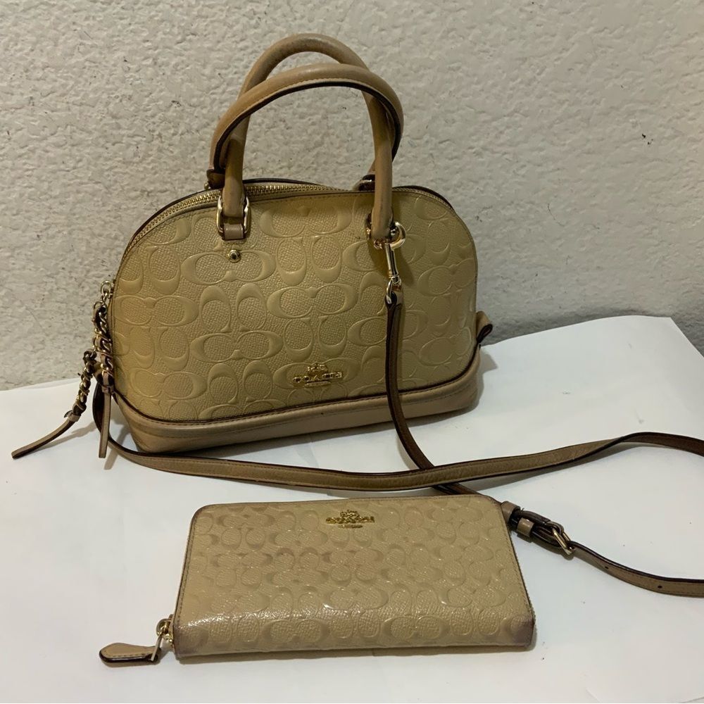 COACH Mini Sierra Satchel & wallet  Signature debossed Patent Leather, F55450 - Picture 2 of 9